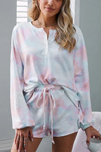 Liora - Trendy Women's Pyjama Set With Tie-Dye Top And Shorts For Relaxed Evenings 0