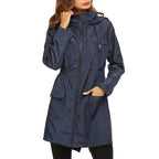 MunaWear - Rain Jackets - Faela – Stylish Women's Hooded Rain Jacket With Lightweight Design For Unpredictable Weather - Navy Blue
