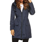 MunaWear - Rain Jackets - Faela – Stylish Women's Hooded Rain Jacket With Lightweight Design For Unpredictable Weather - Navy Blue
