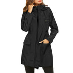 MunaWear - Rain Jackets - Faela – Stylish Women's Hooded Rain Jacket With Lightweight Design For Unpredictable Weather - Black