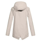 MunaWear - Coats - Francine – Stylish Women's Rain Jacket With Hood For All-Weather Protection - Beige - Back View