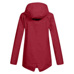 MunaWear - Coats - Francine – Stylish Women's Rain Jacket With Hood For All-Weather Protection - Red - Back View