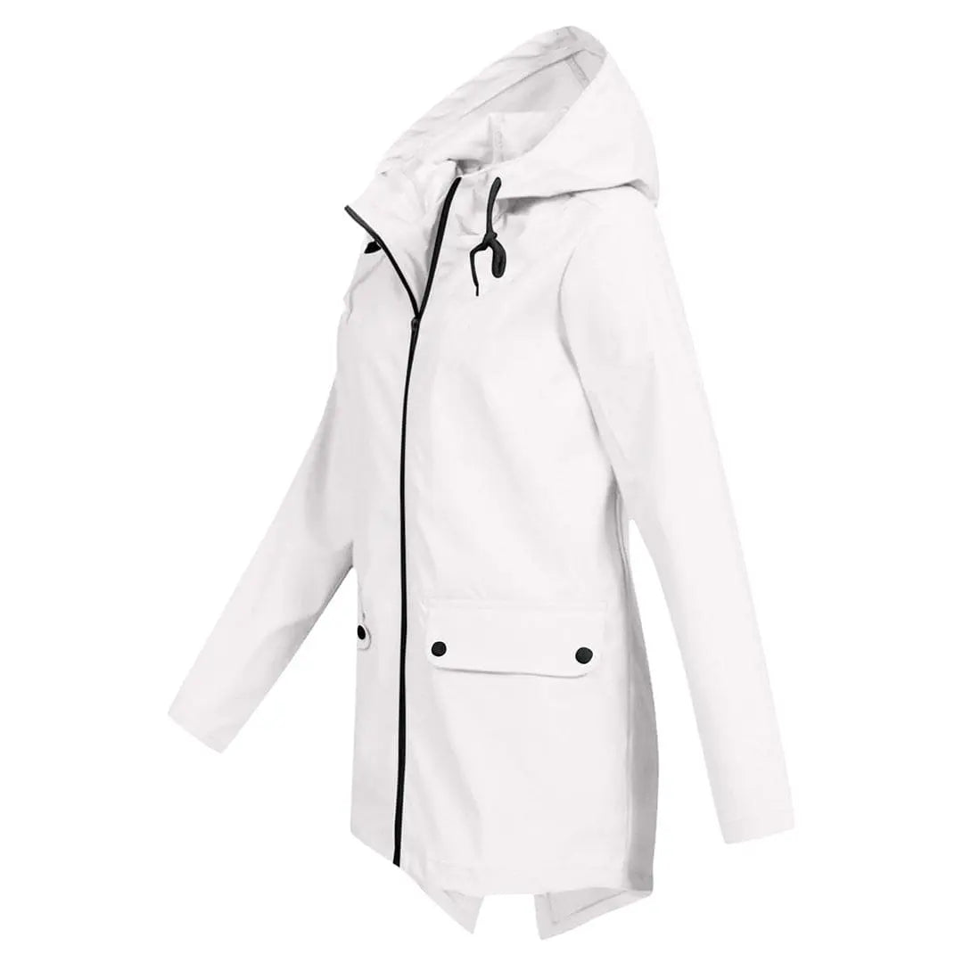 MunaWear - Coats - Francine – Stylish Women's Rain Jacket With Hood For All-Weather Protection - White