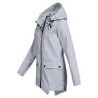 MunaWear - Coats - Francine – Stylish Women's Rain Jacket With Hood For All-Weather Protection - Gray - Side View