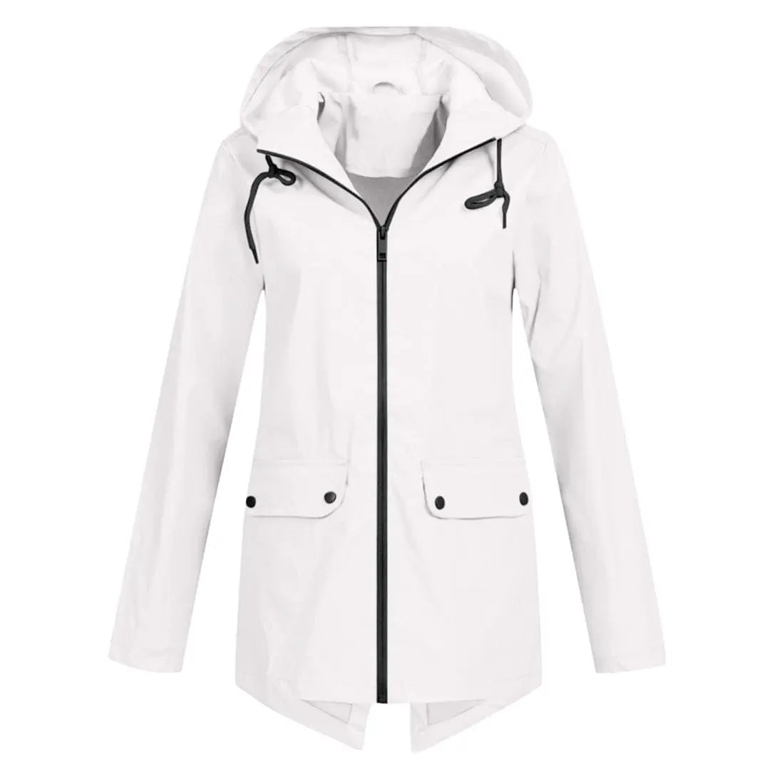 MunaWear - Coats - Francine – Stylish Women's Rain Jacket With Hood For All-Weather Protection - White