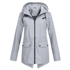 MunaWear - Coats - Francine – Stylish Women's Rain Jacket With Hood For All-Weather Protection - Gray