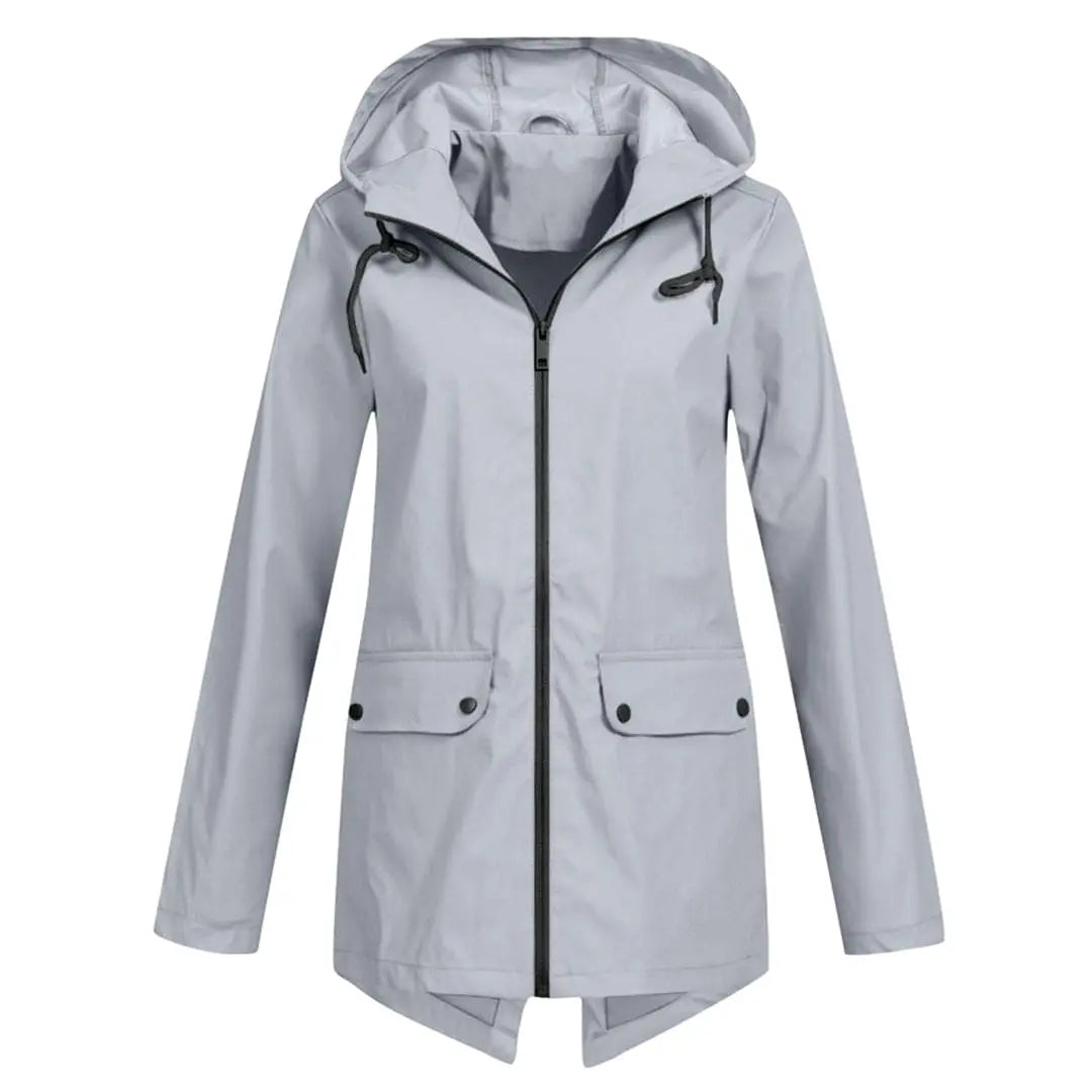 MunaWear - Coats - Francine – Stylish Women's Rain Jacket With Hood For All-Weather Protection - Gray