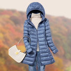 MunaWear - Jackets - Amarie – Cozy Women's Rain Jacket With Modern Hood For Stylish Winter Wear - Blue