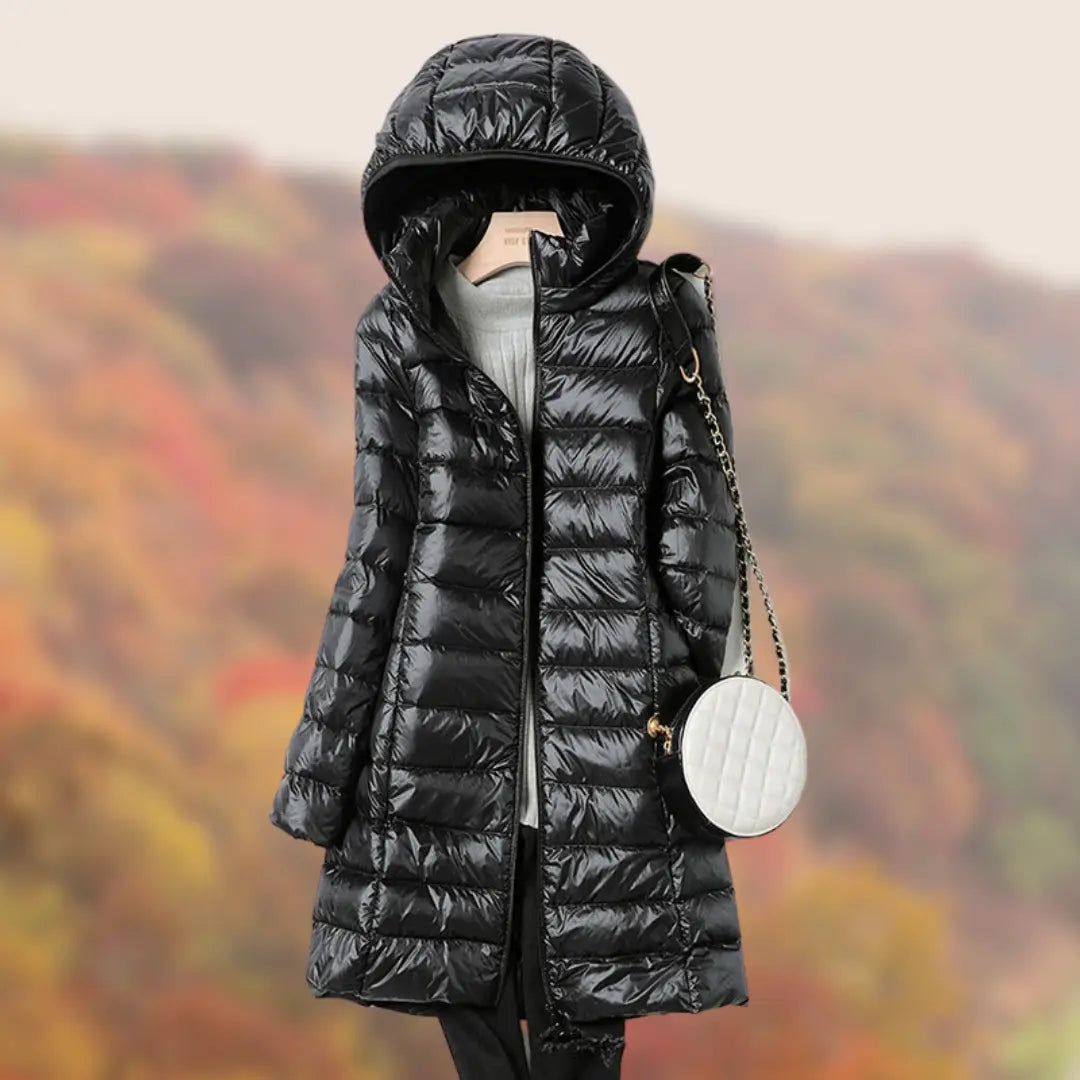MunaWear - Jackets - Amarie – Cozy Women's Rain Jacket With Modern Hood For Stylish Winter Wear - Black 