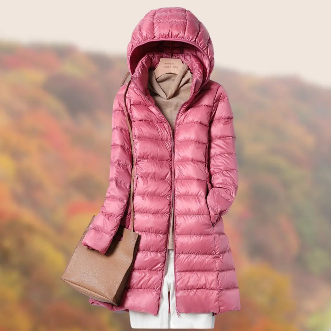 MunaWear - Jackets - Amarie – Cozy Women's Rain Jacket With Modern Hood For Stylish Winter Wear - Pink
