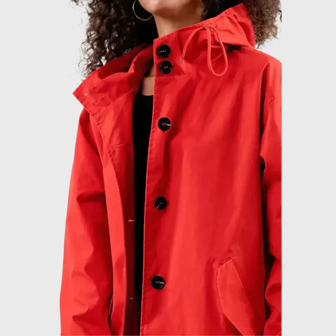 Lyria – Stylish Women's Winter Rain Jacket With Button Placket For Cold Weather- Red