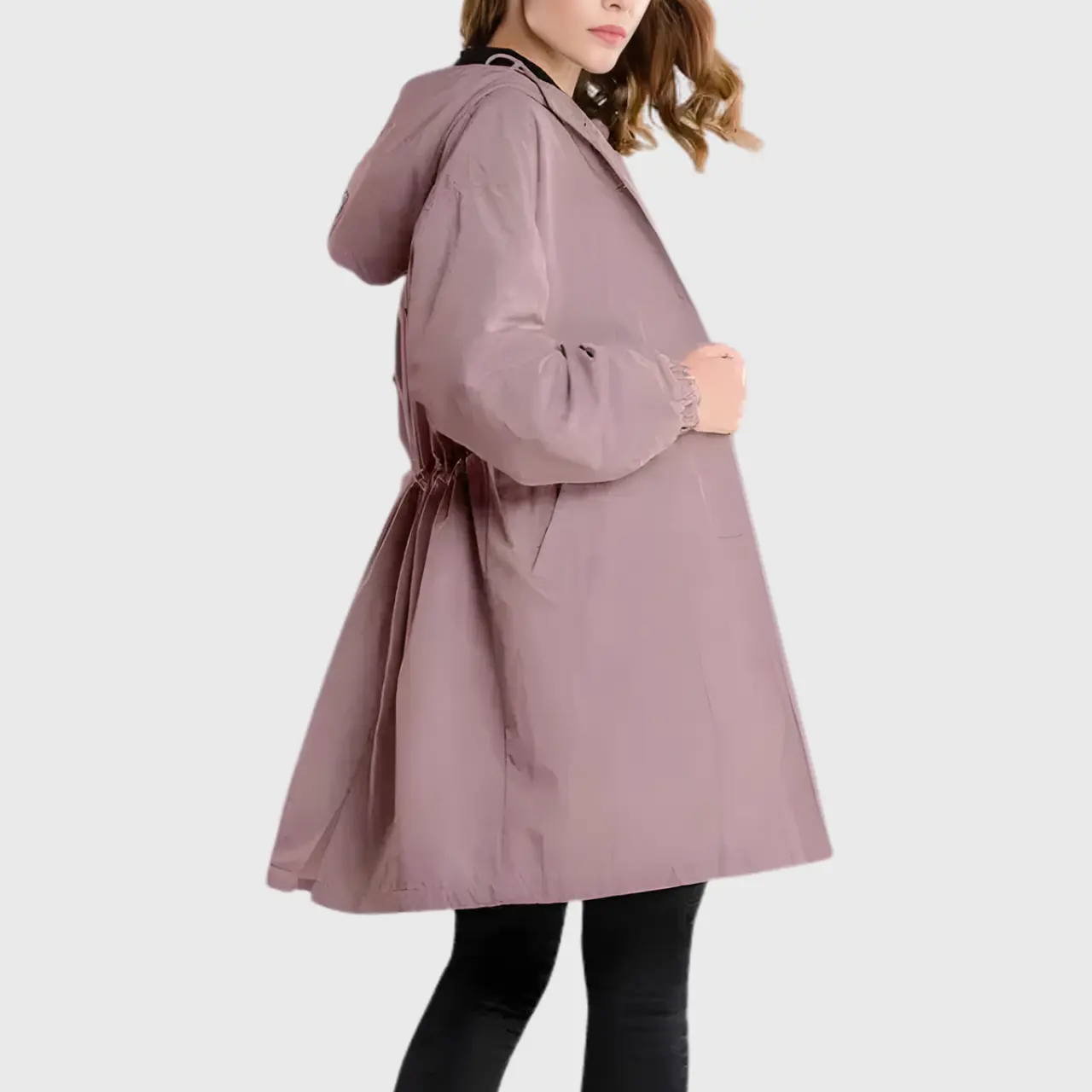 Lyria – Stylish Women's Winter Rain Jacket With Button Placket For Cold Weather- Light Pink