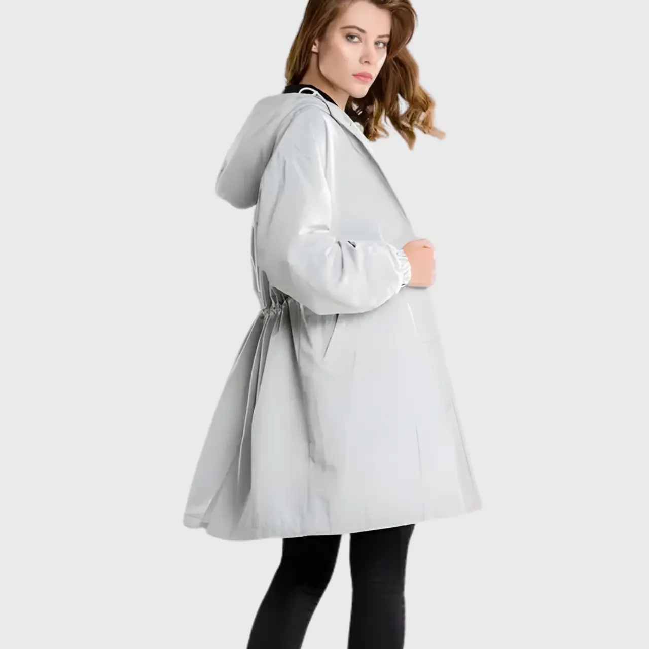 Lyria – Stylish Women's Winter Rain Jacket With Button Placket For Cold Weather- Gray
