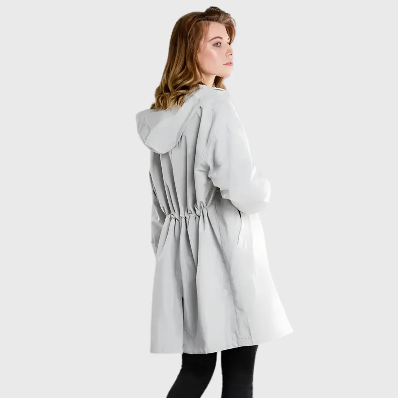 Lyria – Stylish Women's Winter Rain Jacket With Button Placket For Cold Weather- Gray