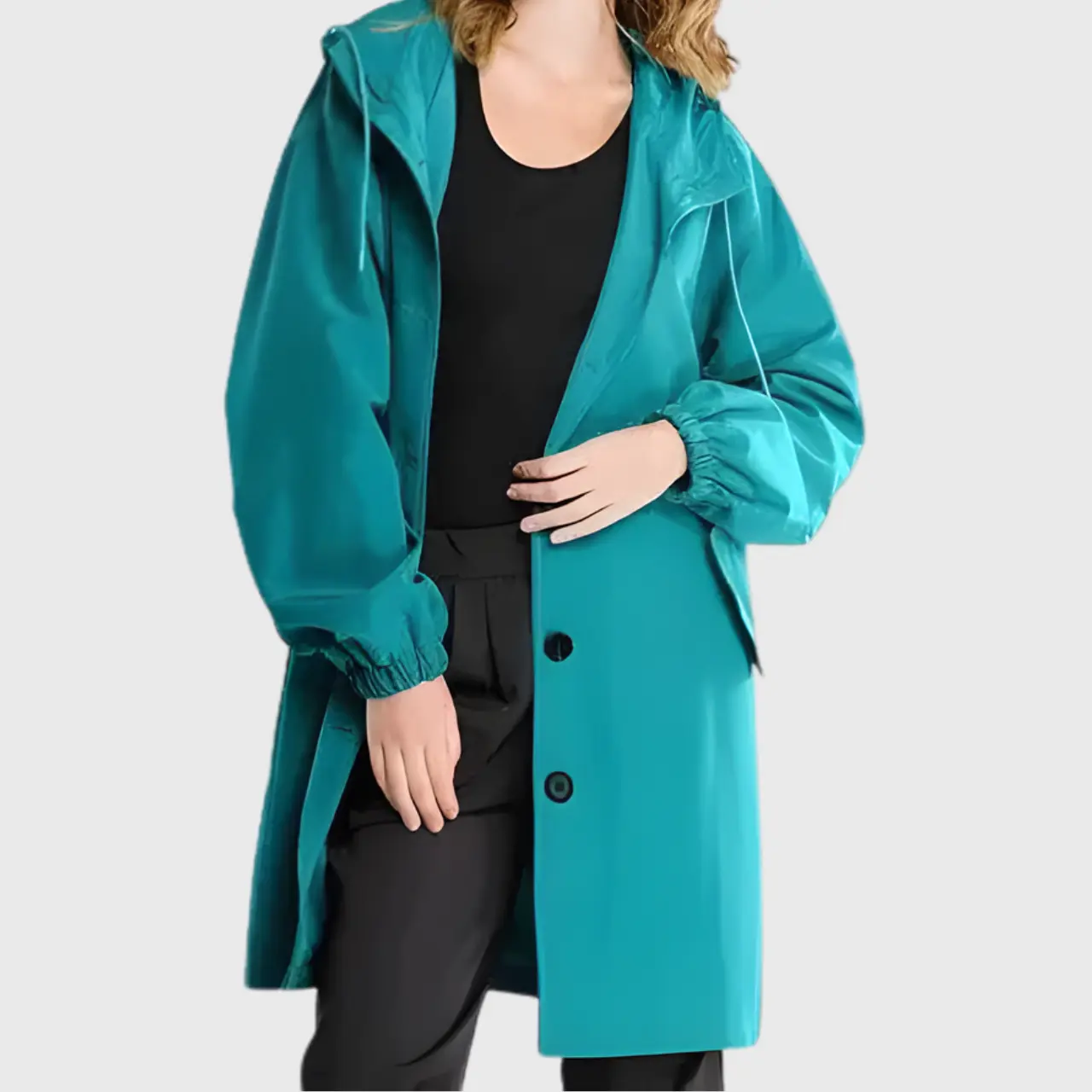 Lyria – Stylish Women's Winter Rain Jacket With Button Placket For Cold Weather- Blue
