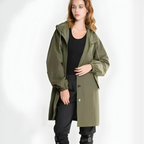 Lyria – Stylish Women's Winter Rain Jacket With Button Placket For Cold Weather- Army Green