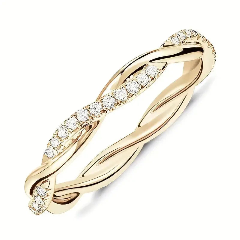 Liora - Braided Twisted Ring With Cubic Zirconia For Elegant Occasions 0