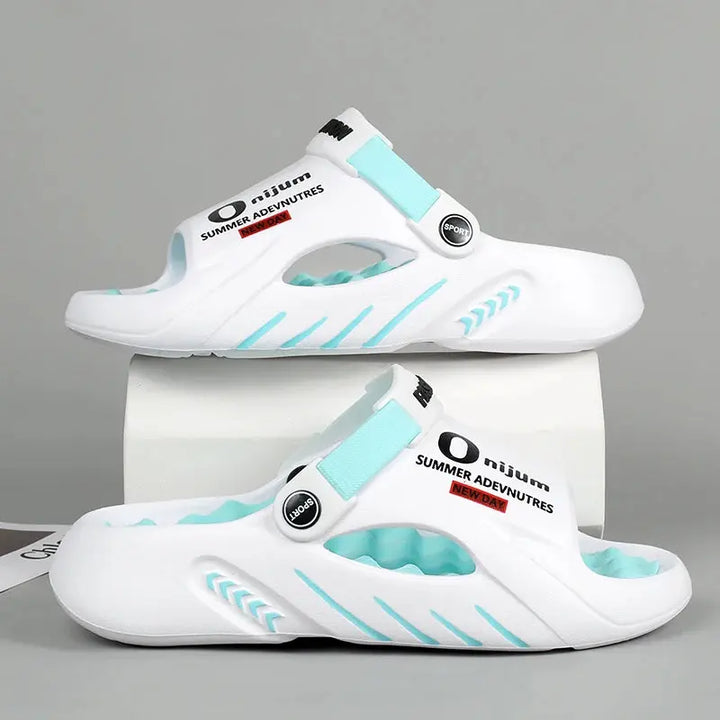 MunaWear  Sandals  Ethan - Soft-Sole EVA Platform Slides for Men - Comfortable Indoor & Outdoor Men's Sandals  White-blue-38-39-23.6-24.5CM