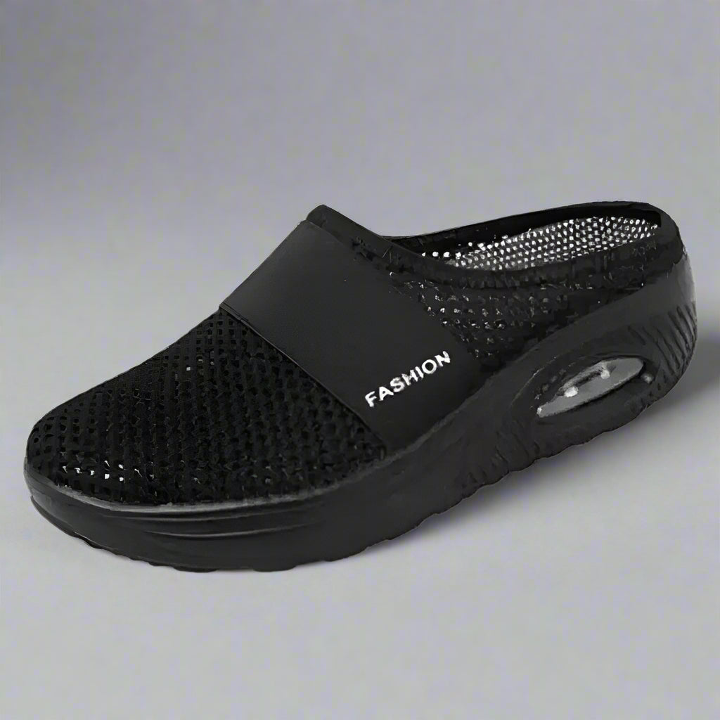 MunaWear  Sandals  Mia – Black Vintage Wedge Sandals for Women with Customizable Anti-Slip Design