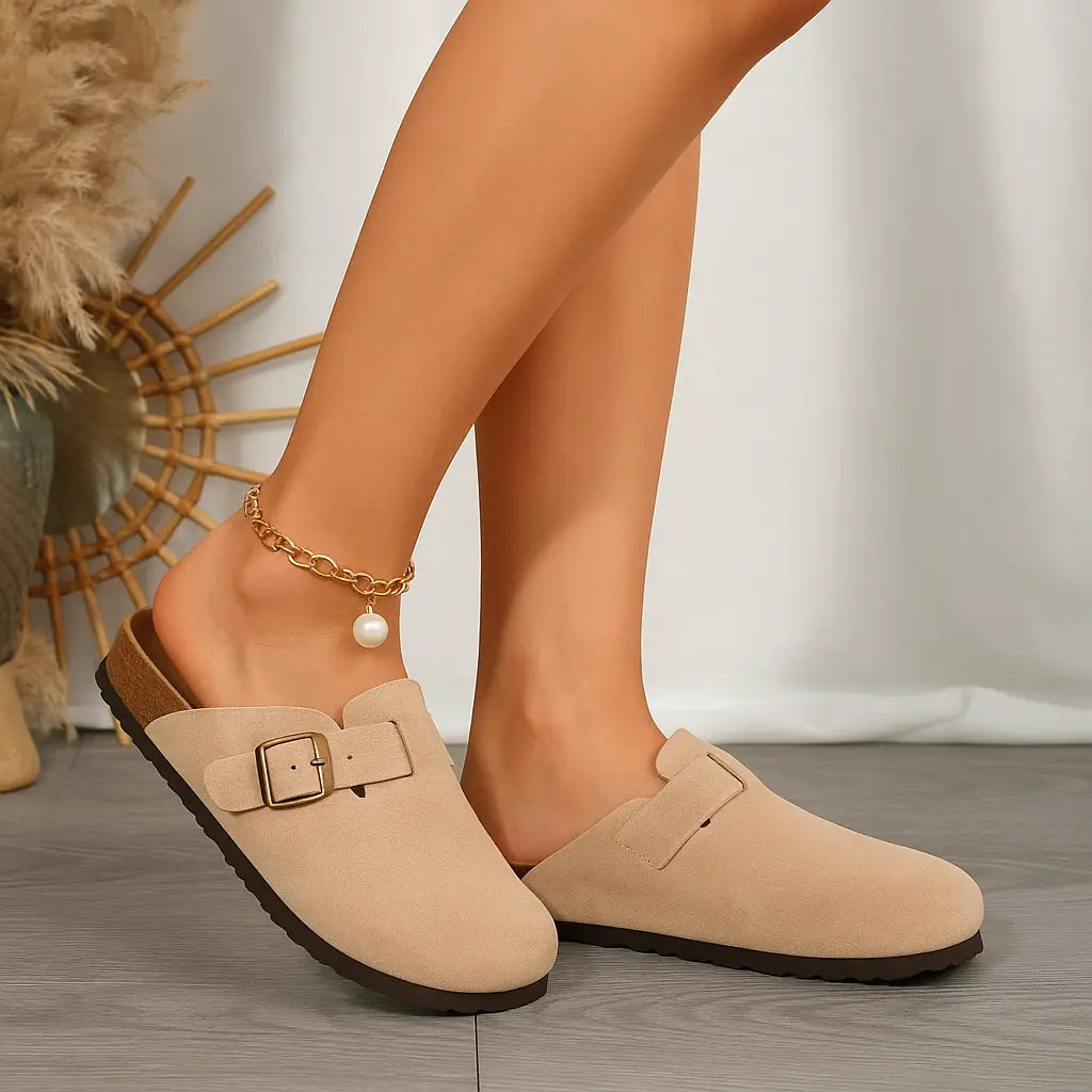 MunaWear  Sandals & Slides  Clara – Women's Classic Cork Suede Mules Slippers with Arch Support and Antislip Sole 