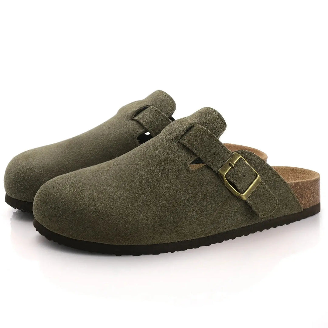 MunaWear - Sandals & Slides - Clara – Women's Classic Cork Suede Mules Slippers with Arch Support and Antislip Sole - 