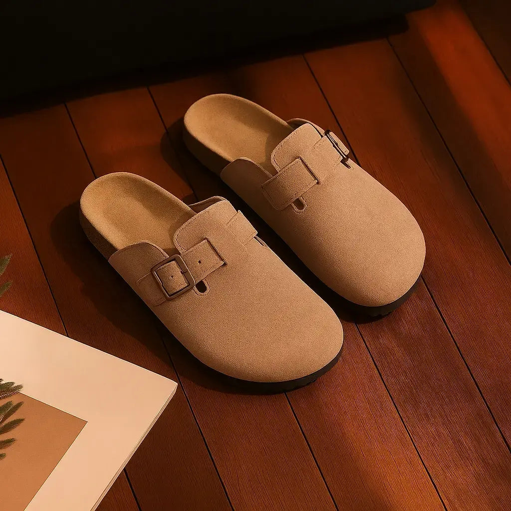 MunaWear - Sandals & Slides - Clara – Women's Classic Cork Suede Mules Slippers with Arch Support and Antislip Sole - 