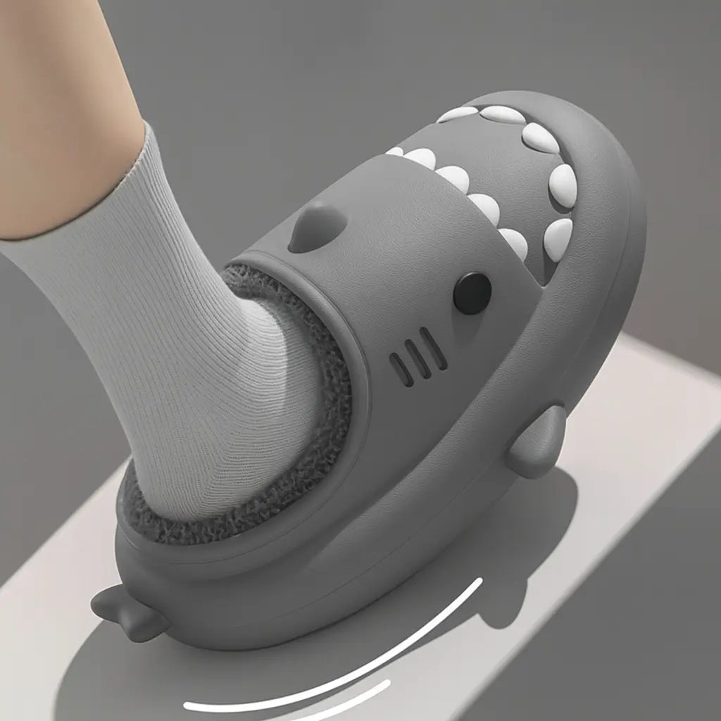 MunaWear - Sandals & Slides - Finn – Cozy Waterproof Shark Slides Slippers for Men and Women with Plush Fur Lining - 