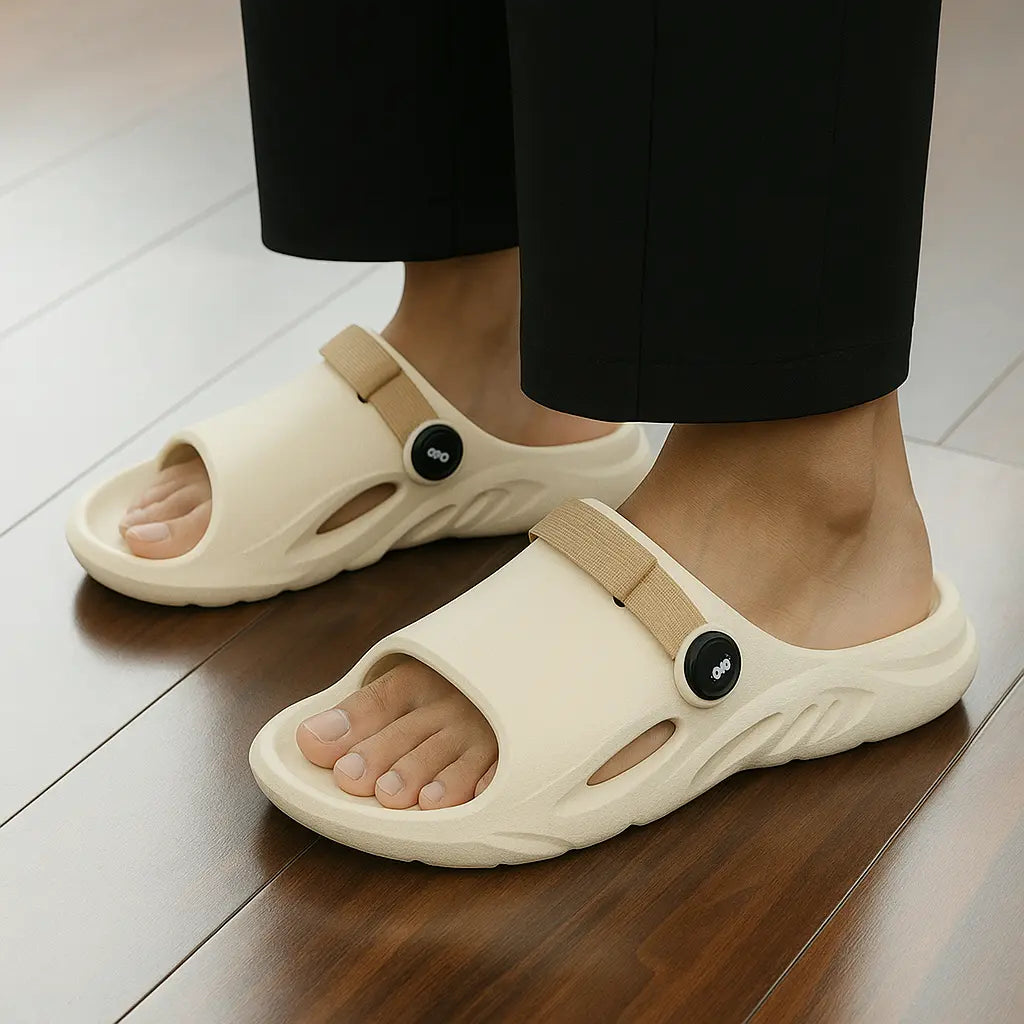 MunaWear  Sandals & Slides  Jett - Soft-Sole EVA Platform Slides for Men and Women - Comfortable Indoor & Outdoor Men's Sandals  Beige-XXL
