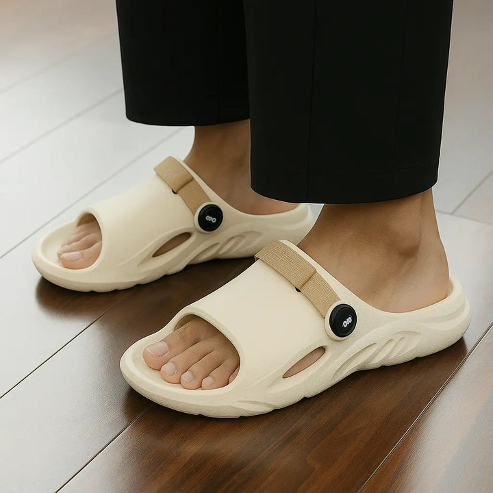 MunaWear  Sandals & Slides  Jett - Soft-Sole EVA Platform Slides for Men and Women - Comfortable Indoor & Outdoor Men's Sandals  Beige-XXL