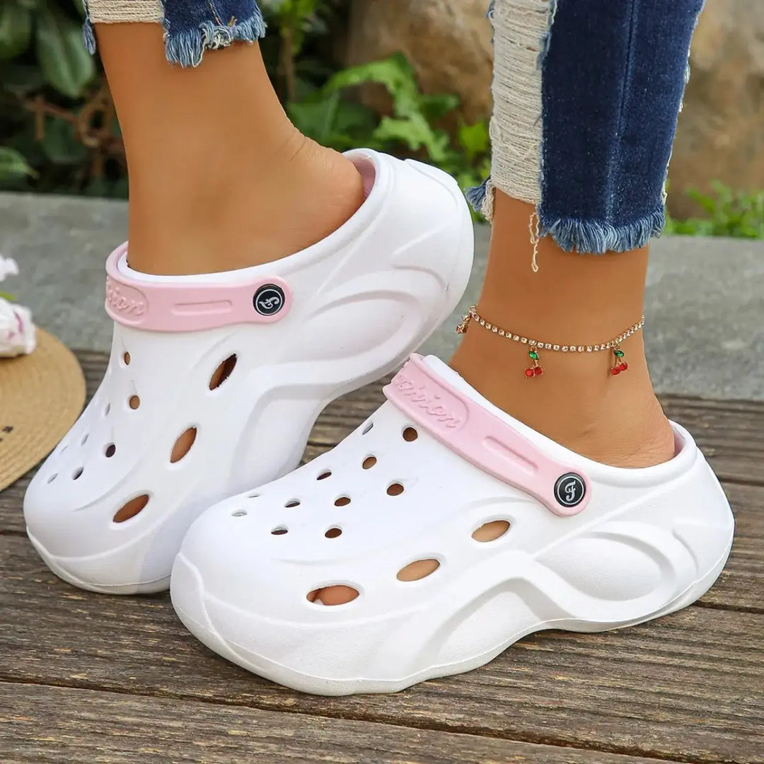 MunaWear - Sandals & Slides - Victoria – Chunky Platform Sandals for Women with Soft Thick Bottom and Non-Slip EVA Wedge - White / L