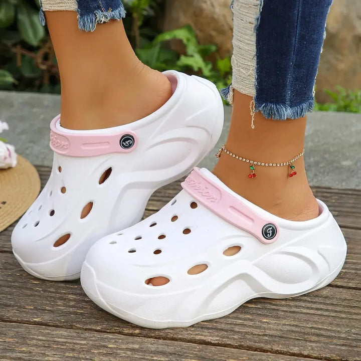 MunaWear - Sandals & Slides - Victoria – Chunky Platform Sandals for Women with Soft Thick Bottom and Non-Slip EVA Wedge - White / L