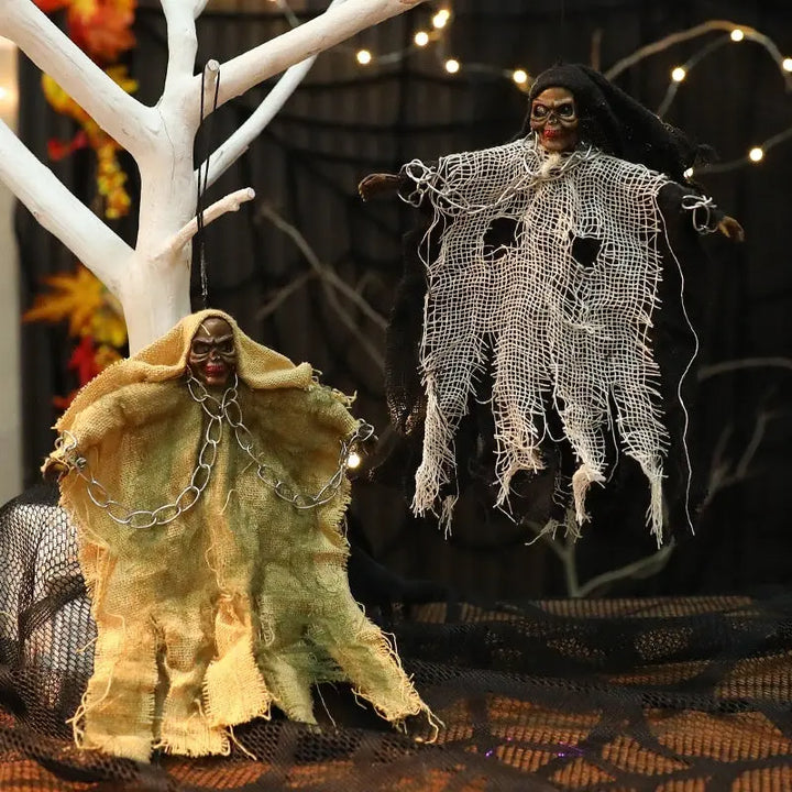 Creepy Halloween Hanging Ghosts with Bright Eyes and Chains – Scary Outdoor Decorations for Parties and Haunted Houses 3