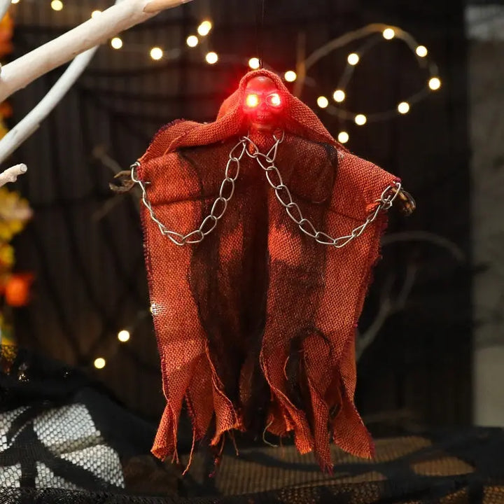 Creepy Halloween Hanging Ghosts with Bright Eyes and Chains – Scary Outdoor Decorations for Parties and Haunted Houses 4