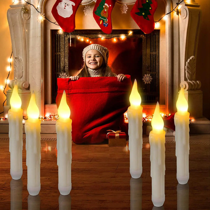 Halloween Floating Candles Set with Magic Wand – Creepy LED Décor for Parties, Battery-Operated, Safe and Reusable 3