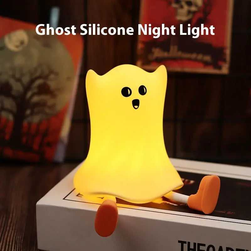 Halloween Ghost LED Night Light – Cute Cartoon Design for Kids' Rooms and Parties, Waterproof and Energy-Saving 5