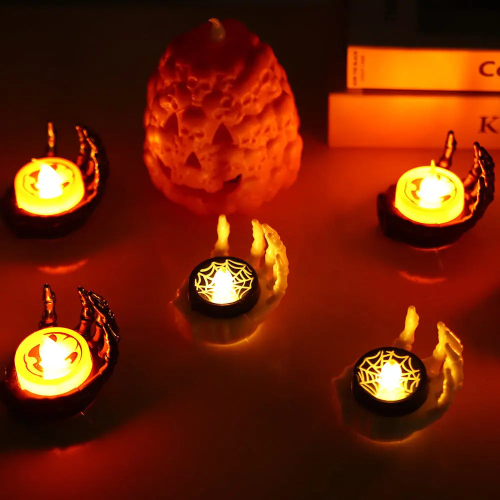Halloween Skeleton Hand LED Tealight – Creepy Table Decoration for Spooky Parties 3