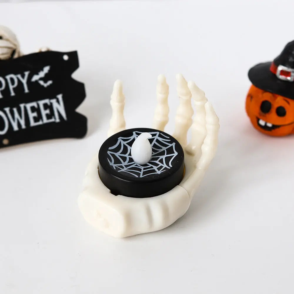 Halloween Skeleton Hand LED Tealight – Creepy Table Decoration for Spooky Parties 1