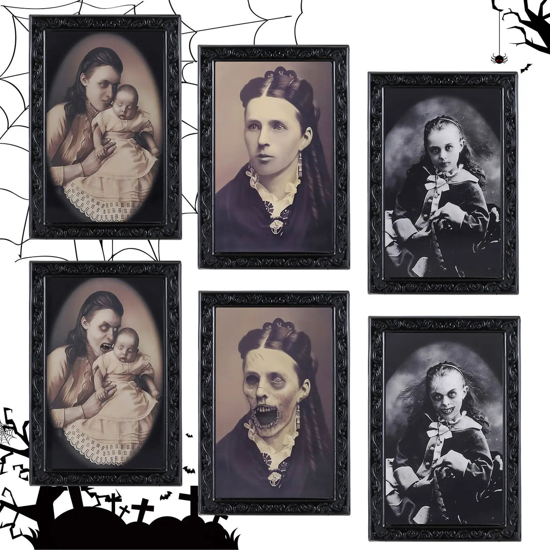 Spooky 3D Ghost Pictures Set – Vintage Frame Halloween Décor for Home and Party Decorations – Unique Scary Halloween Wall Art 1