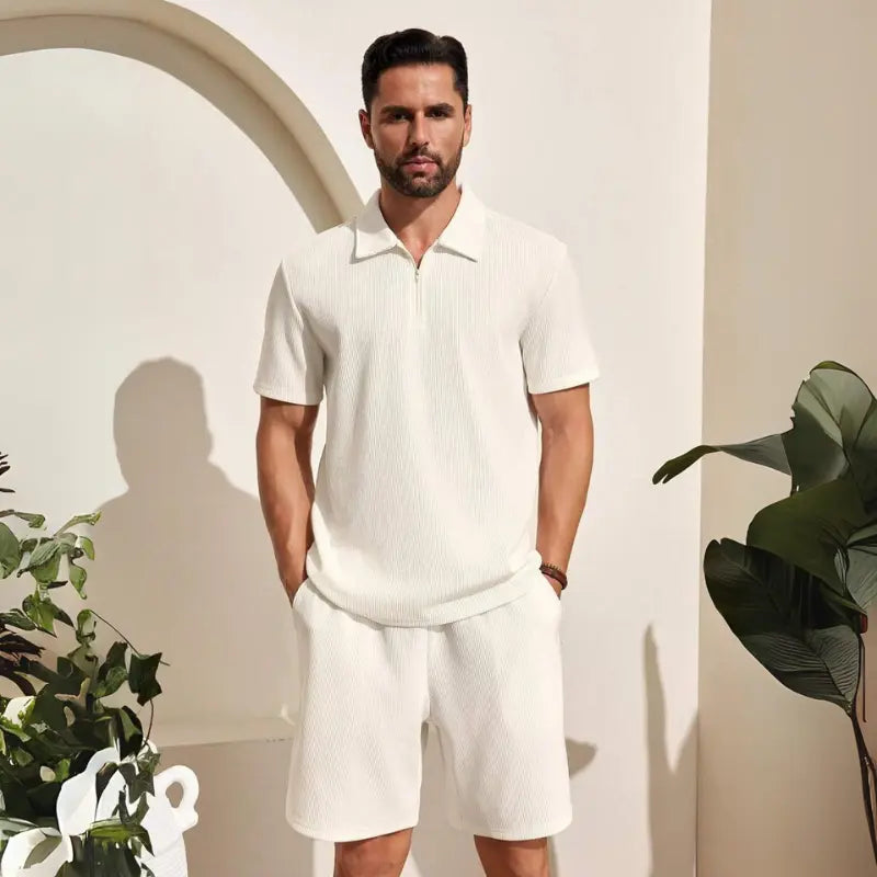 Aiden – Lightweight Two-Piece Summer Set with Zip Polo for Men