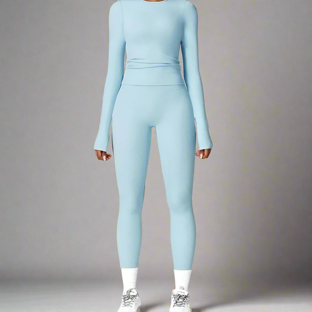 MunaWear  Sets  Amber - Stylish And Comfortable Long Sleeve Yoga Set With Leggings