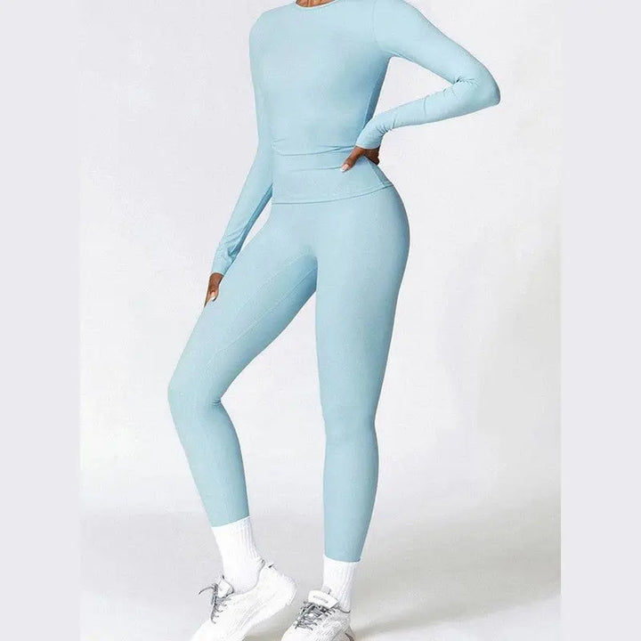 MunaWear  Sets  Amber - Stylish And Comfortable Long Sleeve Yoga Set With Leggings