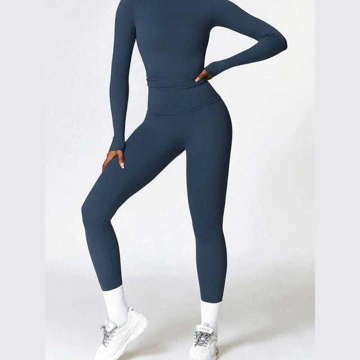 MunaWear  Sets  Amber - Stylish And Comfortable Long Sleeve Yoga Set With Leggings