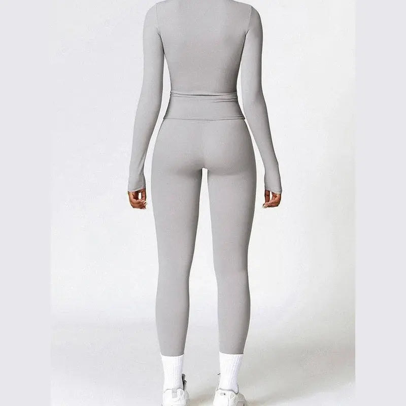 MunaWear  Sets  Amber - Stylish And Comfortable Long Sleeve Yoga Set With Leggings