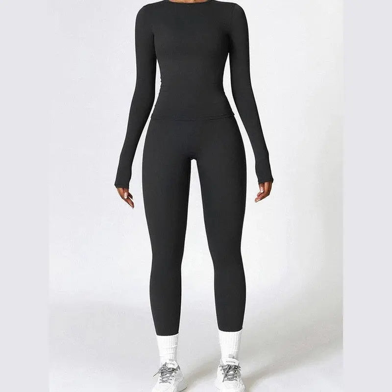 MunaWear  Sets  Amber - Stylish And Comfortable Long Sleeve Yoga Set With Leggings