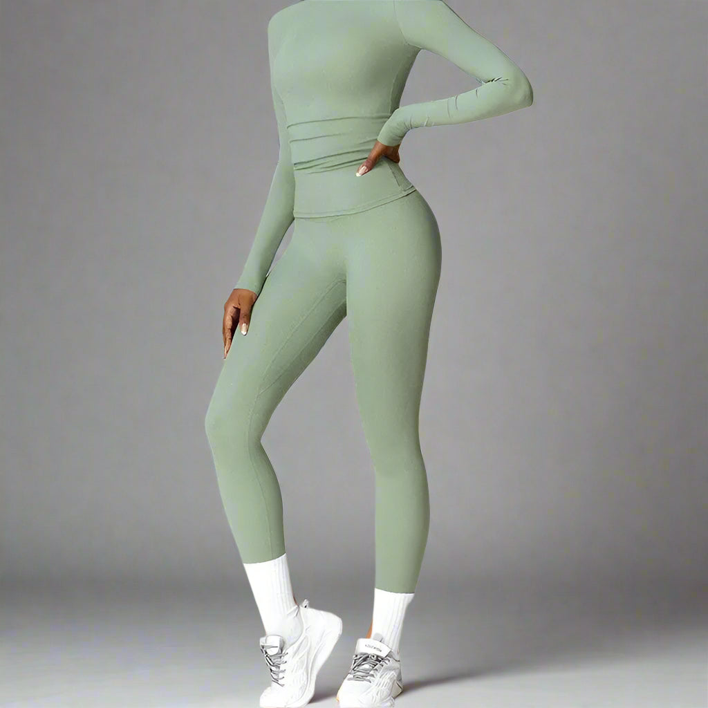 MunaWear  Sets  Amber - Stylish And Comfortable Long Sleeve Yoga Set With Leggings
