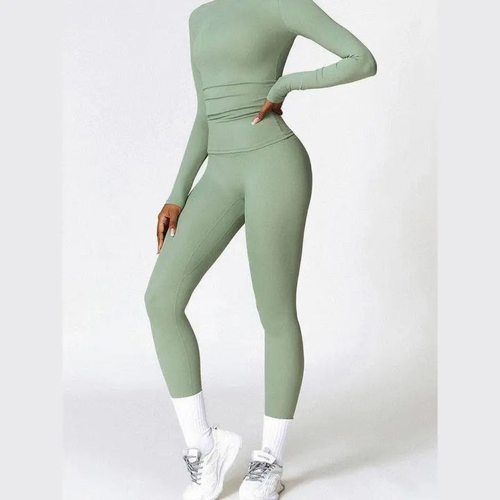 MunaWear  Sets  Amber - Stylish And Comfortable Long Sleeve Yoga Set With Leggings