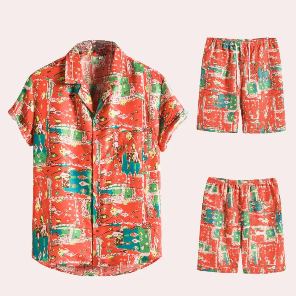 Amedeo – Men's Hawaiian Short Set with Lightweight Shirt & Shorts, Perfect for Summer Vacations | Sizes S-L 1