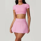 MunaWear  Sets  Dahlia - Stylish Women's Crop Top And Skirt Duo For Effortless Athleisure Chic