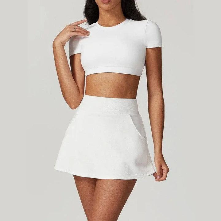 MunaWear  Sets  Dahlia - Stylish Women's Crop Top And Skirt Duo For Effortless Athleisure Chic