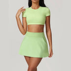 MunaWear  Sets  Dahlia - Stylish Women's Crop Top And Skirt Duo For Effortless Athleisure Chic